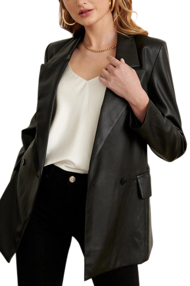 Devyn Faux Leather Blazer