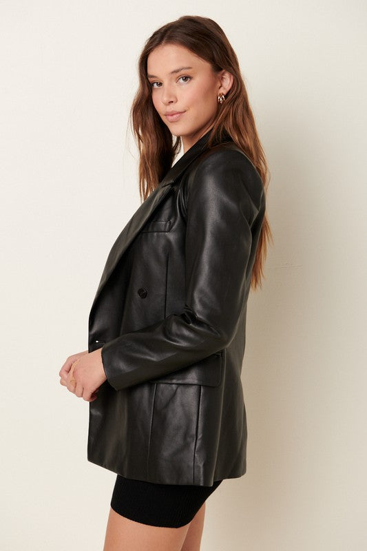 Devyn Faux Leather Blazer