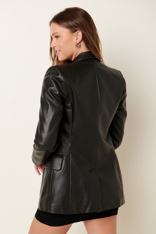 Devyn Faux Leather Blazer