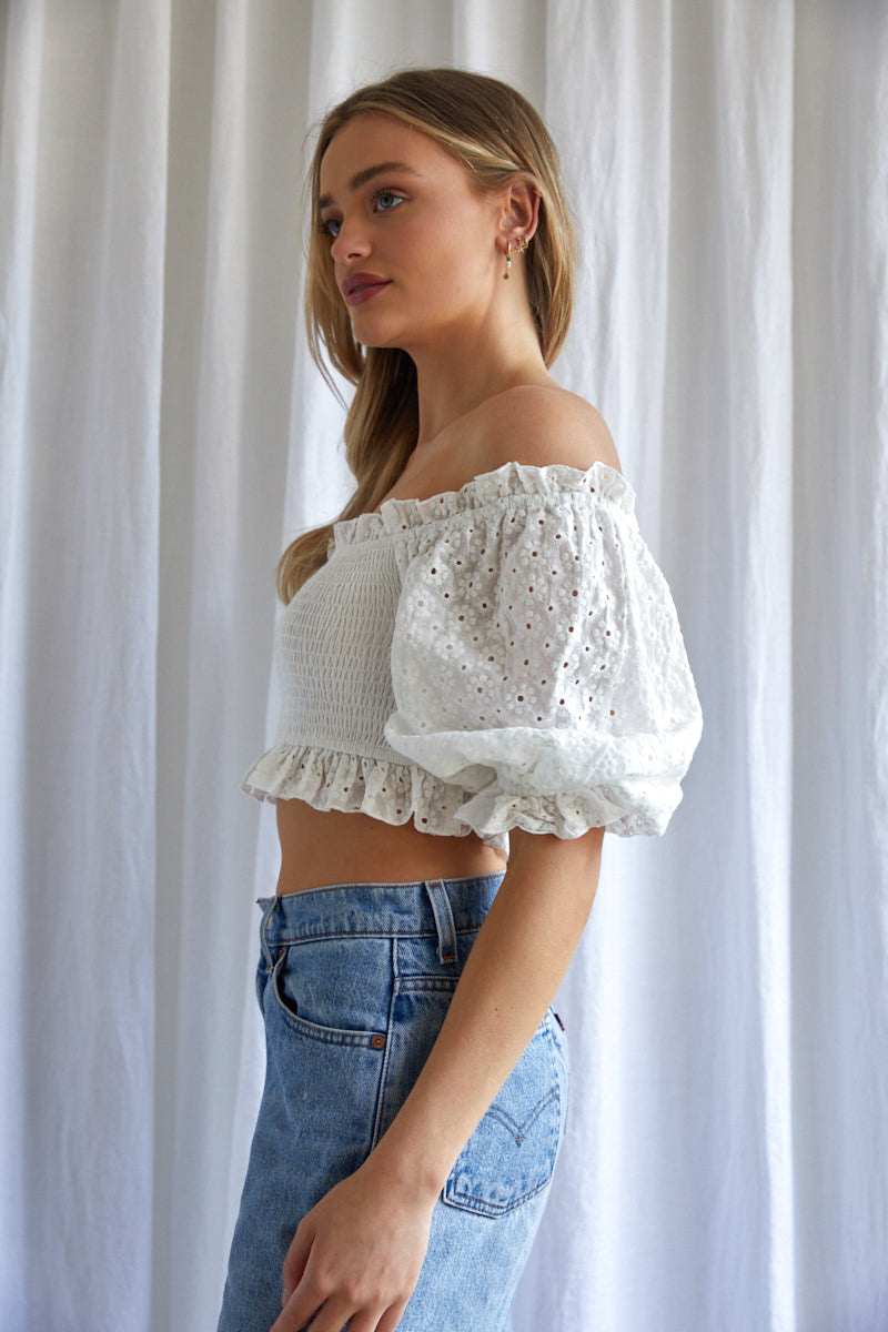 Lace smock top on sale